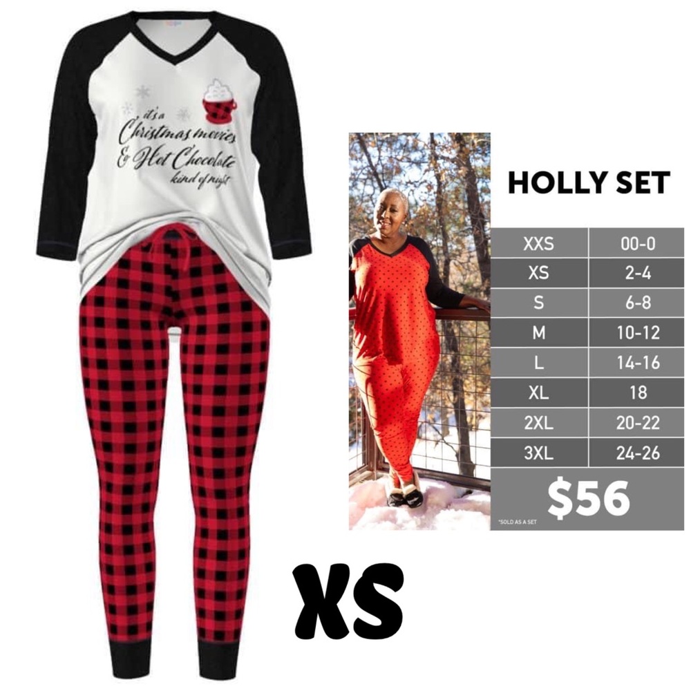 Women’s LuLaRoe Pajama Set - Black and Red